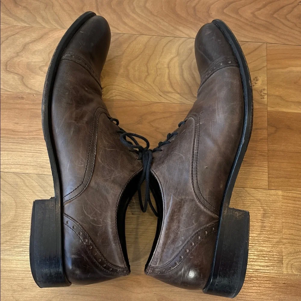Kenneth Cole Men's leather made in Italy Dark Grey/Brown Oxfords size 8-8.5